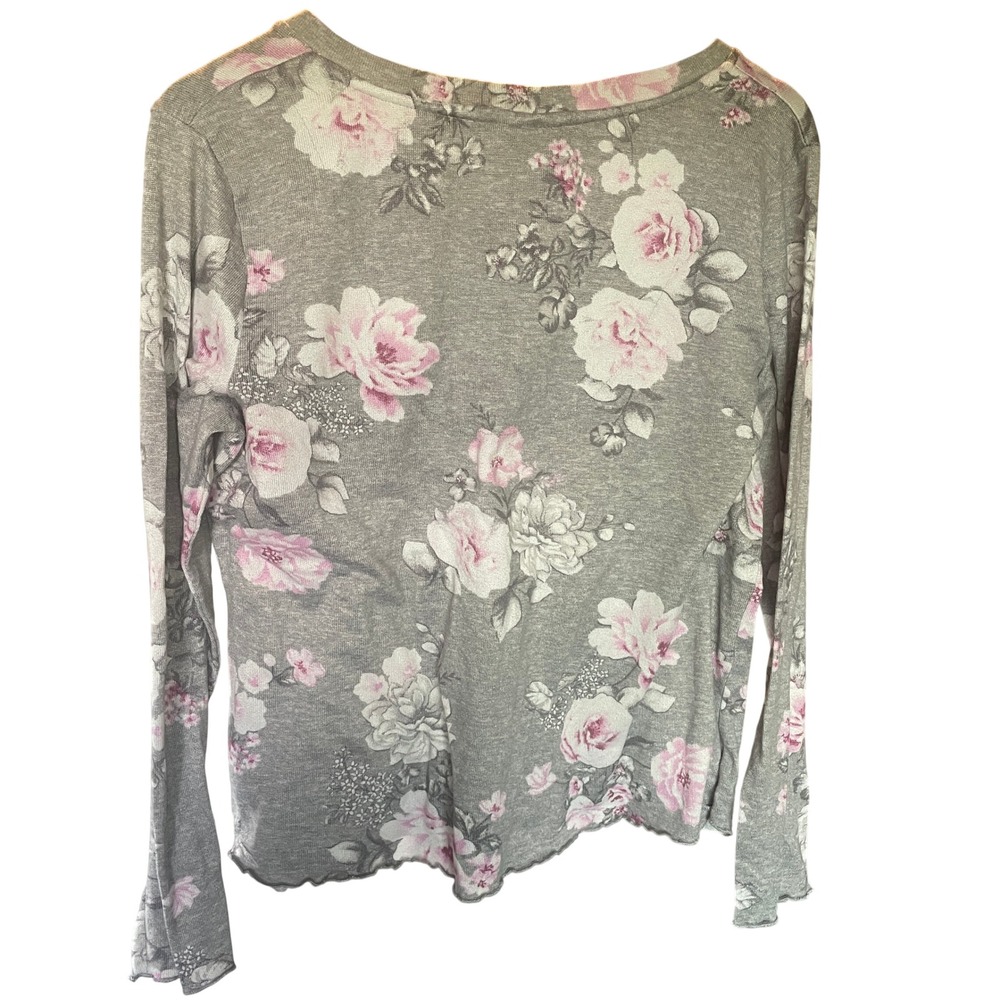 Laura Ashley Womens Shabby Floral Cottage Pocket Top Bow Size M Soft Girl Chic - Picture 2 of 9